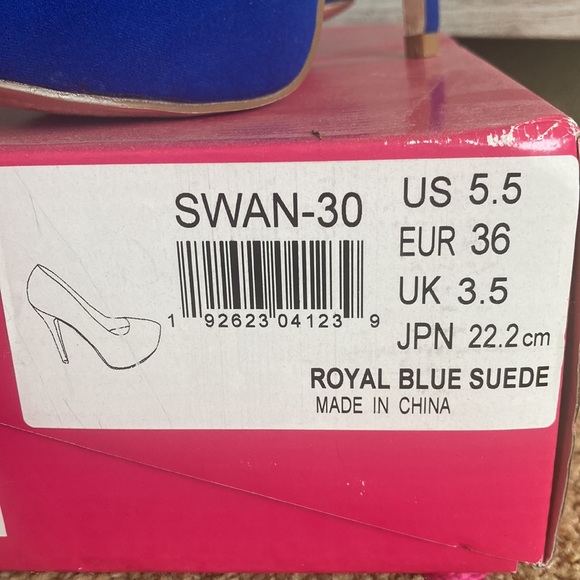 Dream Pairs Swan-30 size 5.5 platform heel royal blue suede - Picture 2 of 9